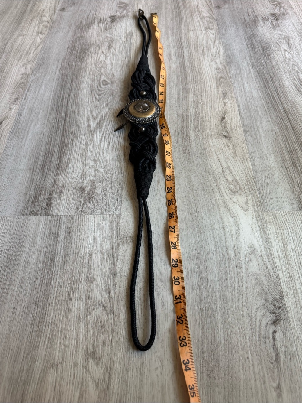 Vintage Black Braided Large Concho Embellished Bohemian Style Rope Belt SM / Med - Picture 9 of 9